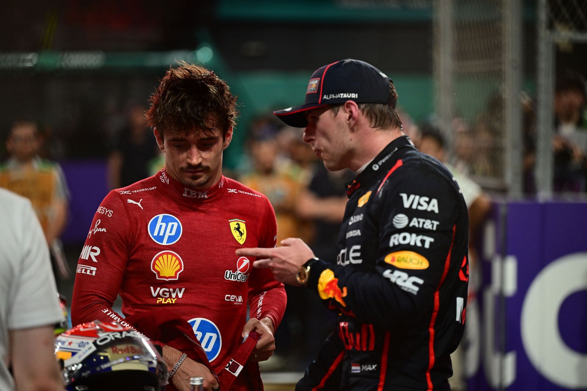 Charles Leclerc with Max Verstappen at the F1 Grand Prix of Saudi Arabia - Source: Getty